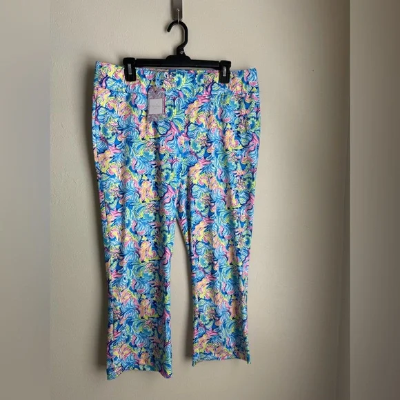 Bright Swirl Wide-Leg Jeans in Blue & Pink - Picture 1 of 11